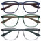 OPULIZE Max Lesebrille 3er Pack - Klassische große rechteckige Fassung - Brillen in mattem Blau, Grün und Grau - Herren Damen Unisex - RRR78-367 - +1,50