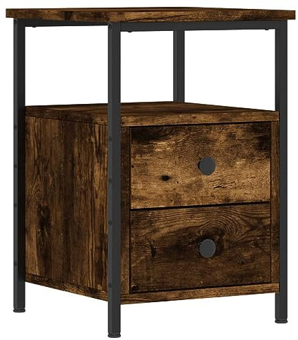 vidaXL Nachttisch, Beistelltisch mit viel Stauraum, Nachtschrank mit verstellbaren Beinen, Nachtkommode Nachtkonsole, Räuchereiche Holzwerkstoff