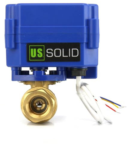 U.S. Solid Motorisierter Kugelhahn - G1/2 Messing-Elektrischer Kugelhahn, Vollport, 9-24V AC/DC und 3-Draht-1-Wege-Positive-Break-Setup