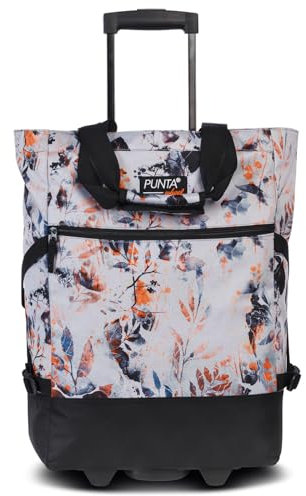 Punta Wheel Print Einkaufstrolley Einkaufsroller Einkaufswagen Shooping Trolley 10008, Farbe:Hellgrau/Orange