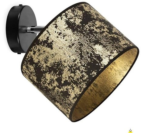 Light-Home Deckenbeleuchtung - Lampen Deckenlampen Milan Sammlung - Deckenlampe Industrial aus Metall und Stoff - Wandlampen 1-Flammig - Durchmesser 20cm - Gold Schwarz