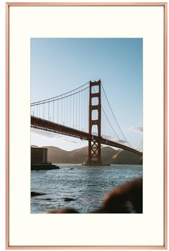 Frametory, 16x24 Metal Picture Frame with Mat for 12x18 Picture & Real Glass, Aluminum Photo Frame Collection (Rose Gold, 1 Pack)