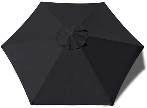EliteShade USA Sonnenschirm, Ersatzbezug mit 6 Rippen, Markt-, Terrassenschirm-Überdachung (nur Kanopie) (schwarz)