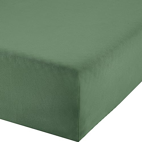 Erwin Müller Boxspringbett-Spannbettlaken Freising Elasthan-Jersey-Stretch - olivgrün Größe 120x200 cm - 130x220 cm - dehnbar, antipilling, bügelfrei, Rundumgummi