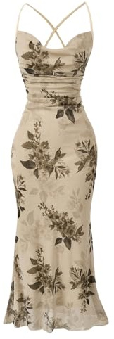 SOLY HUX Women's Floral Mesh Cami Dress Cocktail Wedding Guest Long Dresses