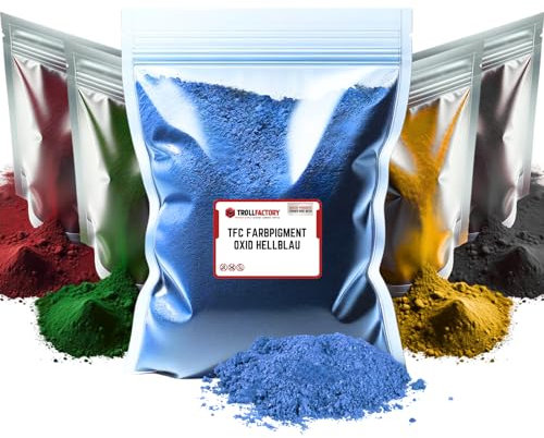 TFC Farbpigment Oxid Hellblau – Hochdeckendes Pigmentpulver für Reliefgießmassen wie Xyrarock, Gips, Epoxidharz und Beton, Matt, Lichtbeständig und Wetterfest I 500g