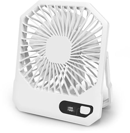 Sadodo Rechargeable USB Desk Fan,Camping Outdoor Portable Hanging Fan,3000MAH Battery with 4.5-10h Runtime, 3 Speeds Mini Desktop Fan,for Home Office Outdoor (White)