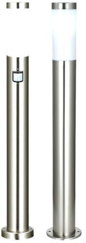 2er Set LED Außenstehlampen 1x Stehleuchte mit Bewegungsmelder Garten Wegeleuchte Edelstahl Außenlampe, E27 LED warmweiß, Garten Außenbereich