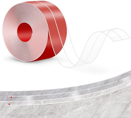 Yalisite Nastro Impermeabile Cucina e Bagno,Nastro Sigillante Impermeabile,Nastro Sigillante per Doccia e Cucina in PVC,Resistente All'acqua e Alla Muffa (Trasparente - Pieghevole Singolo, 5m*3.8cm)