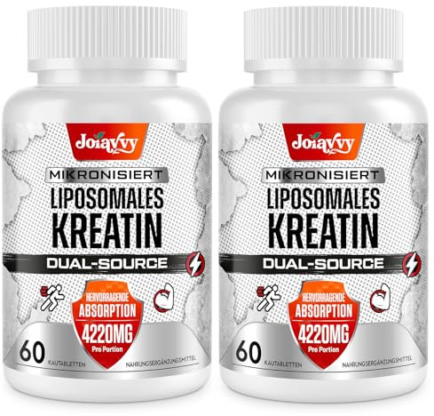 Creatine Monohydrat 4220mg, 100% Reines Kreatin Tabletten, Optimal Hochdosiert mit Creatine HCL, 15X Hoher Absorption, Praktischer als Pulver & Kapseln, Vegan (120 Tabletten)
