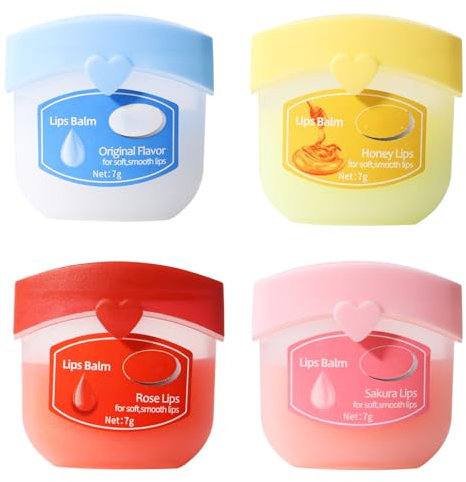 EOGRFW 4 Stück Hydrating Lip Balm Set,Feuchtigkeitsspendende Lippenmaske Set,Pflegender Lippenbalsam,Lip Sleeping Mask,Lippenbalsam Lippenpflege für Verblassende Lippenlinien