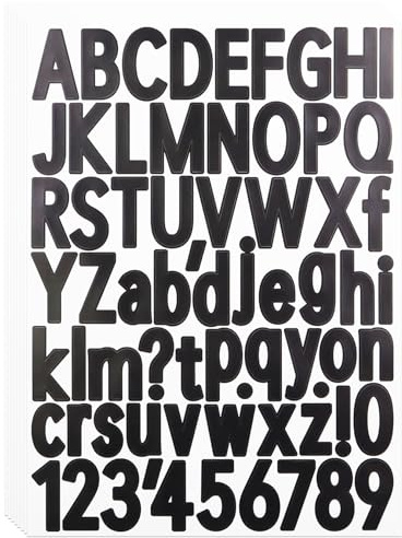 544 Stücke Selbstklebendes Buchstaben Aufkleber, Klebrig Vinyl Buchstaben Zahlen Kit für Postfach,Schilder,Adressnummer,Scrapbook, DIY und Basteln - 8 Blätter Schwarz