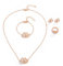 FDEETY Schmuckset Damen Doppelt Herz Kristall Anhänger Halskette Ohrstecker Armband Ringe Schmuck Set Brautschmuck Geschenke für Mädchen Hochzeit Engagement Party (Roségold)