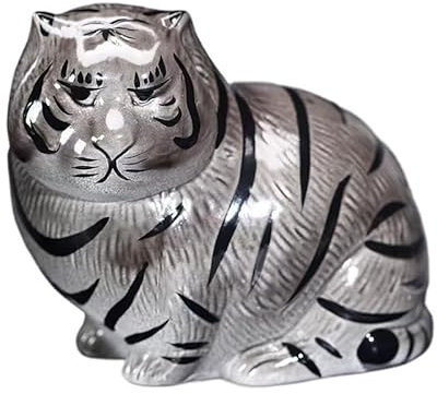 QJFORU Teeservice, Zen-Keramik-Ornamente, Haustier, Farbwechsel-Tiger-Ornament, chinesisches Teezeremonie-Zubehör, Teestube, Schreibtisch-Ornament, Keramik-Statue, Teeservice-Zubehör(White)