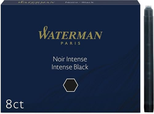 Waterman Fountain Pen Refills | Long Ink Cartridges | Intense Black | Pack of 24