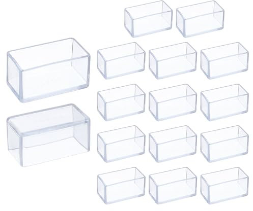 sourcing map Lot de 16 housses de protection rectangulaires en silicone pour pieds de chaise, 2 x 4,1 cm, pour pieds de chaise, réduisent le bruit et les rayures, transparent