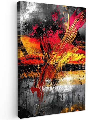 MuchoWow© Impression sur Toile Peinture 40x60 cm Tableau Mural Decoration Salon Reproductions de Tableaux Murale Moderne Art - Noir - Abstrait