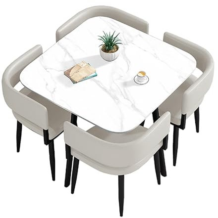 Moderno juego de mesa de comedor de 5 piezas para 4 personas con sillas, mesa de cocina cuadrada/redonda, muebles para espacios pequeños, ideal para comedor o mesa de negociación