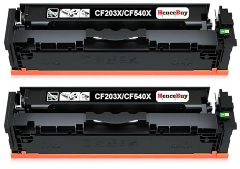 HenceBuy 203X CF540X Schwarz Toner Kompatibel für 203X CF540X 203A CF540A für M281fdw Toner für Color Laserjet Pro MFP M281fdw M254dw M254nw M281fdn M280nw M281cdw M254dn (2 Schwarz)