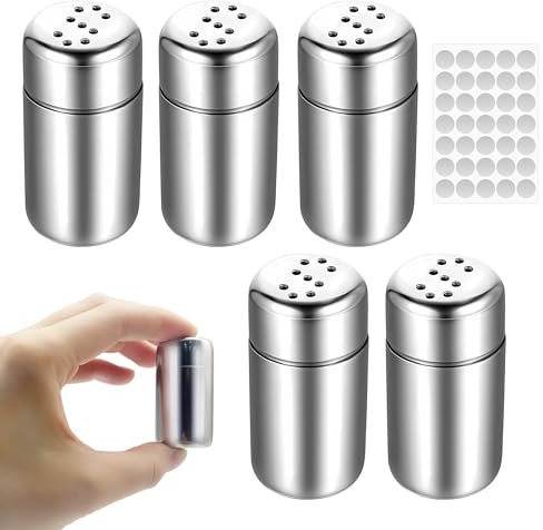 5 Stück salzstreuer klein,mini salzstreuer für unterwegs,GewüRzstreuer Camping,Gewürzflaschen,Edelstahl Salzstreuer mit Deckel,Salz und Pfefferstreuer,Geeignet für Küchen,Camping und Grill im Freien