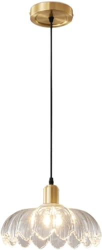 PTLYE Chandelier with E27/E26 Light Source, Creative Glass Flower Pendant lamp Shade, French Retro Pendant lamp, Bedroom, Tea Room, Restaurant, Decorative Lighting fixtures