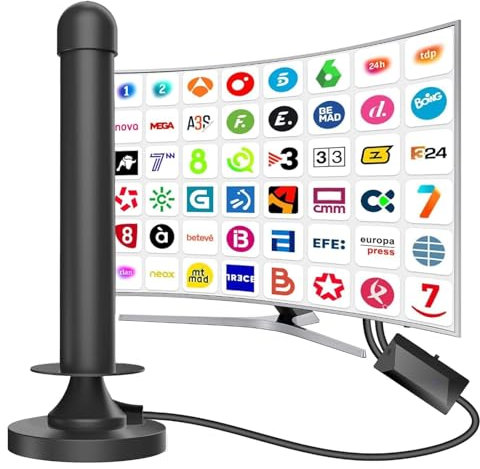 Antena TV Interior,Amplificador Antena,Antena de TV, Antena de Digital de Alta definición para Interiores,admite Canales 4K, Puede Recibir señales DVB-T2 DVB-T