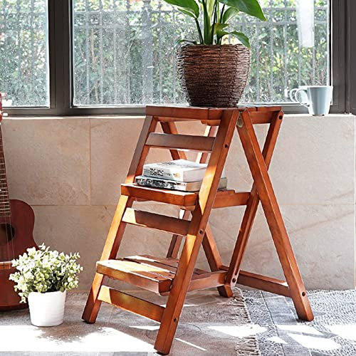 XCHSXYL Escabeau escabeau en Bois 3 marches, escabeau Pliable Portable Multifonction, escabeau ménager, capacité de Charge de 150 kg
