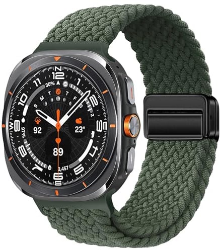 XMUXI Bracelet de rechange en nylon tressé compatible avec Samsung Watch Ultra 47 mm - Avec fermeture magnétique - Pour Galaxy Watch 7 Ultra Sport