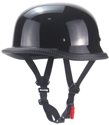 Casco del secchio, casco motociclistico in stile tedesco regolabile comodo tedesco a mezza faccia vintage per uomini adulti