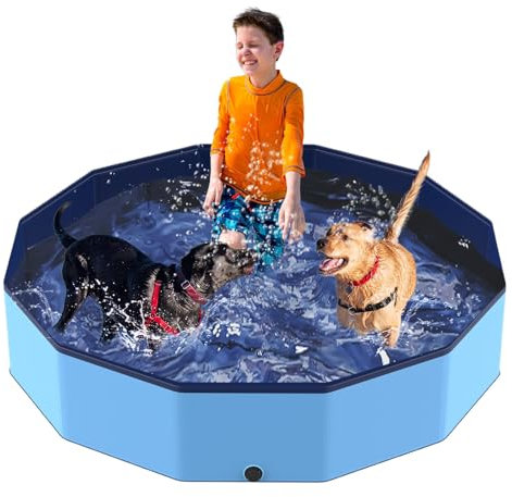 Lozzzyo Piscina Perros Grandes y Pequeños de PVC Antideslizante, Plegable y Portátil Piscina para Perros, Fácil de Limpiar Perro Piscina Infantil para (120 * 30cm)