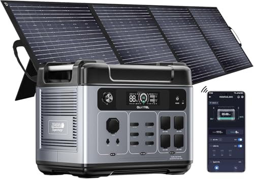 OUKITEL P2001 Plus 2400W (4800W Peak) Solar Generator mit 200W Panel, 2048Wh Tragbare Powerstation, LiFePO4 Batterie, 1.2 Std Vollladung, 13 Ausgang, APP, Portable Power Station für Camping, Wohnung