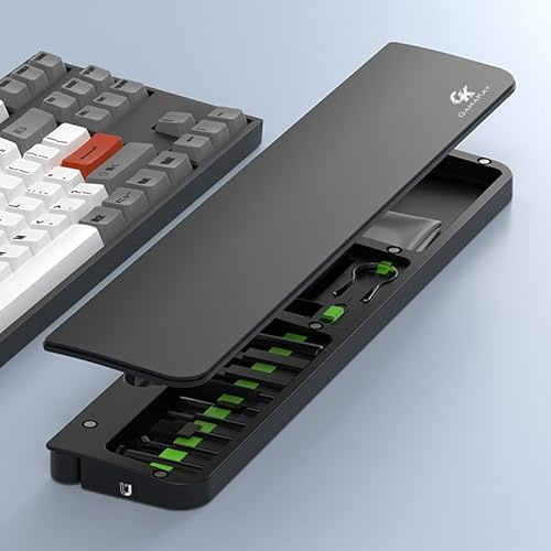 GK GAMAKAY 14.17'' Keyboard Wrist Rest Pad with Cleaning Tool Kit, ABS & Leather Hand Wrist Rest for 85% Mechanical Keyboard, Non-Slip Palm Pad for Comfortable Typing and Playing (Black-85%)