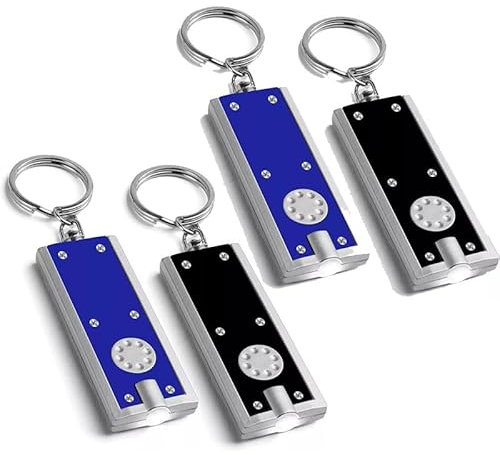 4-Pack Mini LED Keychain Flashlights | Compact and Bright Pocket Torch with Key Chain & Built-in Batteries | Keyring Mini Torch LED Light for Camping Outdoor Adventures, Emergencies & Everyday Use