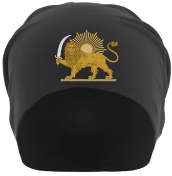 Emblem of Iran Lion and Sun Unisex Thin Cotton Slouch Beanie Black