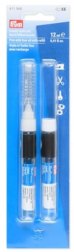 Prym 611969 Feinöl-Stift OVERLOCK 12 ml mit Nachfüllkartusche 12 ml – Präzisions-Ölstift für Overlock-Nähmaschinen, Stickmaschinen & feine Mechanik, transparentes Schmieröl für exakte Pflege