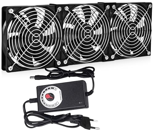 3 Stück Mini Abluftventilator 120mm, DC12V Rauchabzug Ventilator, Mini Absaugventilator 3000 RPM, Axiallüfter, 12V Radiallüfter mit Einstellbare Geschwindigkeit, Zuluft Ventilator für Growzelt DIY BBQ