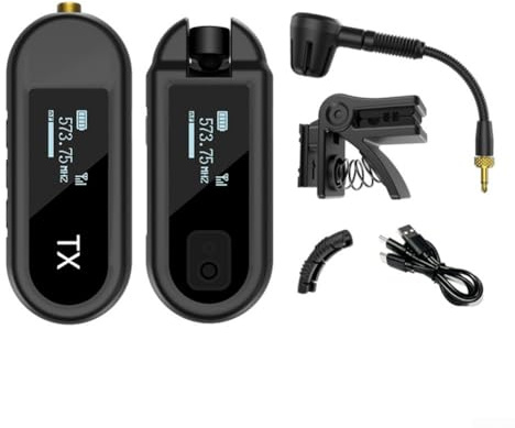 100ft Wireless ClipOn Microphone for Saxophones and Trumpets Featuring Rechargeable Battery and Sturdy ABS Construction for Performance Use (1 to 1)