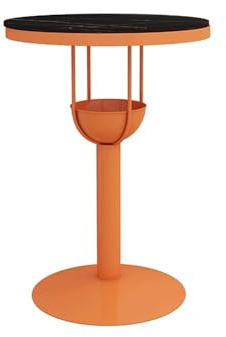 Huangj-0527 Balkontisch Orange Rock Platte Eisen Stehtisch Home Balkon Freizeit Runder High Top Pub Tisch for Milch Tee Shop, Coffee mit Stauraum(Klein)