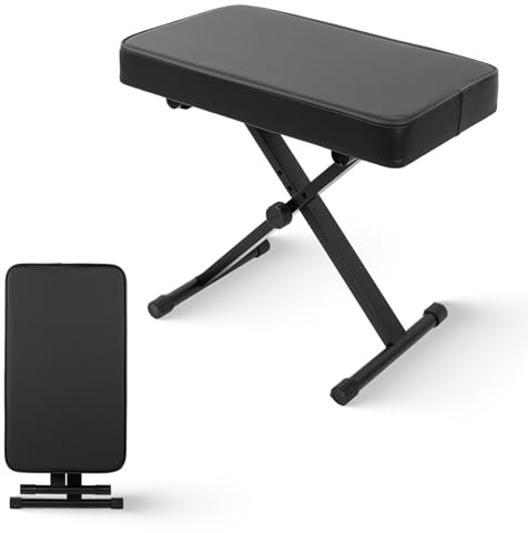 STRICH Piano Bench Folding Stool, Adjustable X-Style Piano Chair with 2.3 inch Thicken Soft Cushion, Keyboard Bench for Musicians, Black, SPB-M15