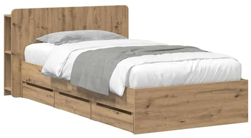 vidaXL Bettgestell mit Stauraum mit Kopfteil Artisan-Eiche 80 x 200 cm, Moderner Stauraum-Bett, rechteckiger Rahmen, stylisches Mobiliar für Schlafzimmer, effizientes Zuhause