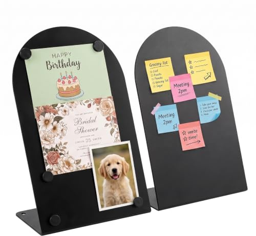 2 Stück Magnettafel Magnetboard, 28 x 20 cm Metall Magnettafel Magnetwand, Magnetische Metalltafel für Notizen Fotos, Kleine Magnetwand Metalltafel für Wohnung Büro Küche Kinderzimmer (Schwarz B)