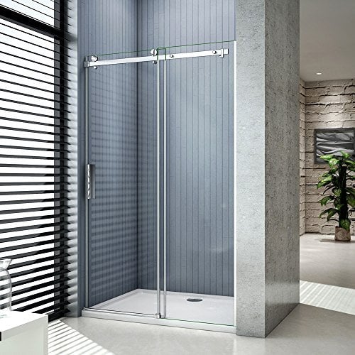 Porte de douche 110x195 cm porte coulissante, cabine de douche coulissante, 8mm verre trempé, vitrification NANO, anticalcaire, installation en niche