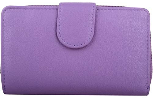Portafoglio da donna in vera pelle RFID, Viola (Lilla), Taglia unica