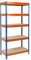 Floordirekt- Schwerlastregal - | 6 Farben| - Kellerregal, Lagerregal, Regal mit Stahlgestell,bis 875 kg belastbar, 5 verstellbare Ablagen (220x120x60 cm, Blau-Orange)
