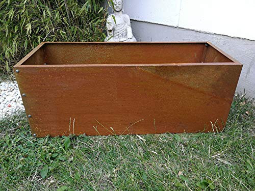 Zen Man Edelrost GartenSchale Pflanzschale Rost Stahlblech 1mm Gartendeko Blumentopf 100 * 40 * 40cm 10.87kg 031988