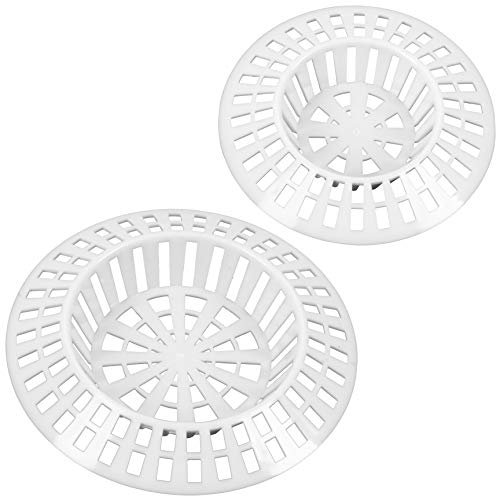 2X White Sink Strainers Small & Large (1.5 & 1.75) Plastic Drain Catchers for Kitchen & Bathroom Basins, Baths & Shower Drains