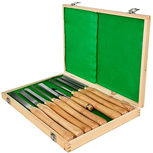 OldFe Lot de 8 burins à bois en acier rapide pour le tournage du bois