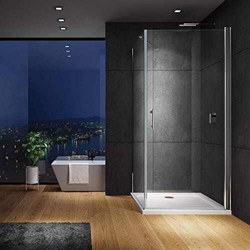 IMPTS 80x70 cm Duschkabine Eckeinstieg Pendeltür Duschtür mit Seitenwand | Duschwand Duschabtrennung Glas aus 6mm NANO ESG, Höhe 195 cm, OHNE Duschtasse