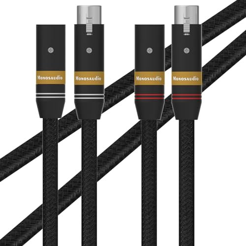 Monosaudio A202X HiFi XLR-Kabel (5N OFC versilbertes Kupfer, 5X0,5 mm, 1 Quadratmeter, doppelte Abschirmung) Mikrofonkabel mit XLR-Steckern (2M / 2F) für CD-Player (2M/6.5FT)