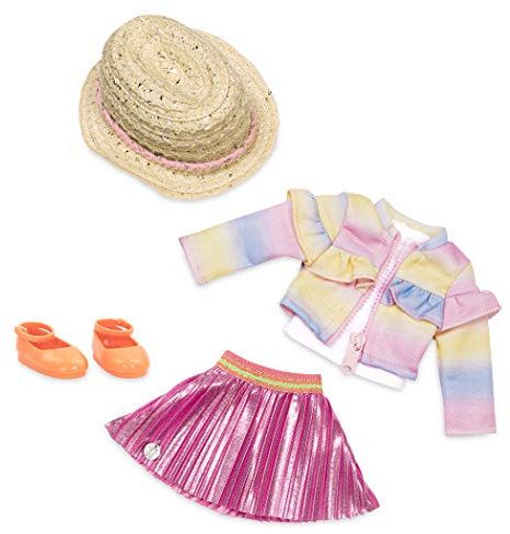 Glitter Girls - Süßigkeiten mit Rüschen und Falten - Niedliches Multicolor-Outfit - Regenbogen Jacke & Rock - Sonnenhut & Glitzerschuhe - 3 Jahre +